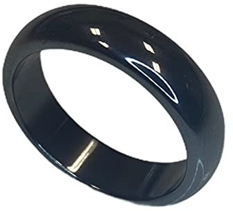 mysale24.de Damen und Herren Ring aus Hämatit Edelstein Steinring schmal rund schlicht dunkelgrau hochwertige Qualität (51 (19.4mm))