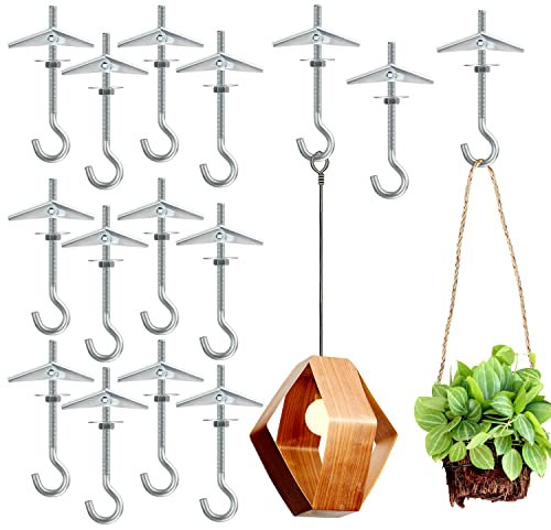Belle Vous Lot de 15 Crochet Lustre en Acier au Carbone - Crochet pour Plafond à Ressort à Ailettes M5/50 mm - Pour Plaques de Plâtre, Suspension de Plantes, Ancrages et Fixations pour Murs Creux