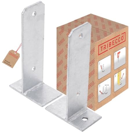 TRIBECCO® U-Pfostenträger Verstellbar U-Form zum Aufdübeln Bodenplatte Vierkantholzpfosten Pfostenträger Anker Feuerverzinkt (verstellbar)