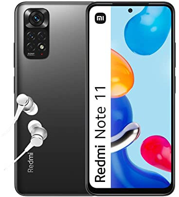 Xiaomi 4260555973013 Redmi Note 11, Smartphone plus Kopfhörer, Handy ohne Vertrag, 6,43'' 90 Hz FHD+ Amoled DotDisplay, Snapdragon 680, 50 MP Kamera, 5000 mAh, Graphitgrau, 4 + 128 GB