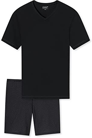 Uncover by Schiesser Herren Pyjama Kort Schlafanzug kurz, Schwarz, 56 EU