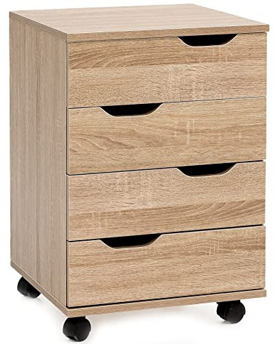möbelando Rollcontainer WL5.931 Sonoma 40x60x40cm Schubladenschrank Büro Container | Schreibtischcontainer mit Schubladen | Bürocontainer Beistellcontainer mit Rollen | Kleiner Schubladencontainer