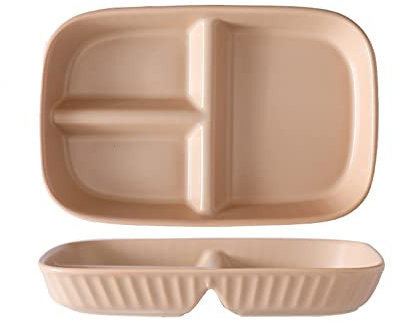 OnePine Platos de Porcelana con 3 Compartimentos, Plato de Control de Porciones, Platos Divididos Adultos Dieta para Hogares, Hoteles, Restaurantes