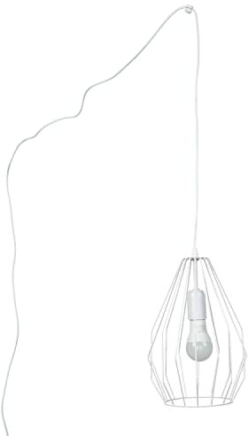 Licht-Erlebnisse Hängelampe Wohnzimmer Kabelstecker Holz Metall, Weiß, Höhenverstellbar, Kabel, Stecker, E27, Esszimmer Pendelleuchte Modern