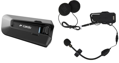 Cardo PACKTALK Edge Motorrad Bluetooth Kommunikationssystem Headset Gegensprechanlage – Doppelpack & Unisex 2ND Helmet Packtalk Edge 2. Helm-KIT JBL, Schwartz, One Size