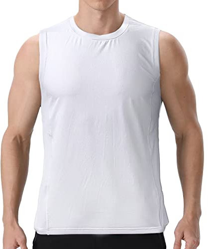 visionreast Tank Top Herren Ärmelloses Sport Tshirts Herren Funktionsshirt Atmungsaktive Muskelshirts Gym Tanktop Schnelltrocknendes Ärmelloses Fitness Shirt für Training,Laufen Silber Weiß XL
