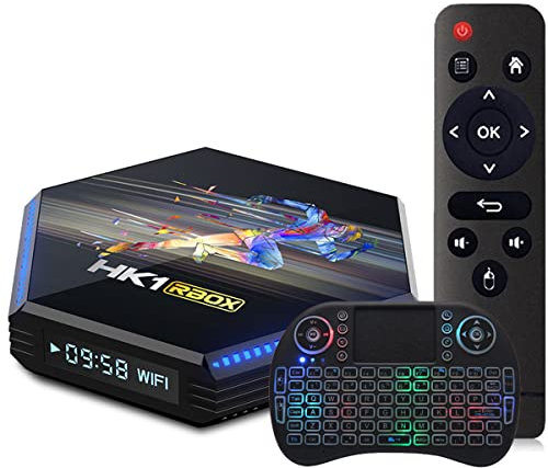 Android 11.0 TV Box, HK1 RBOX R2 8GB RAM 64GB ROM RK3566 Chipset Smart Set Top Box Builtin 2.4G/5G WIFI Bluetooth 4.2, Media Player Support 3D 8K UHD Videos, with Wireless Mini Keyboard,4GB+64GB