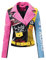 Giolshon Femmes Similicuir Veste Clous Rivets Floral Moto Court Revers Blousons 0375 Rose 3XL