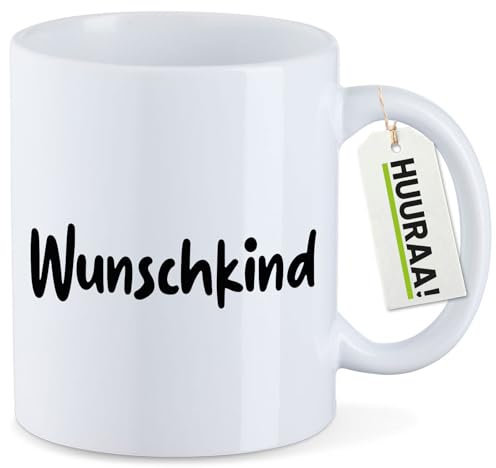 Huuraa Tasse Wunschkind Schriftzug Geschenk 330ml Weiß Wunschkind Präsent