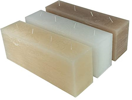 holiki rustikale Vierdochtkerze in Braun - Quader 32x12x8cm I Mehrdochtkerze Blockkerze Kerze mit langer Brenndauer - Rustikkerze große Kerze XXL
