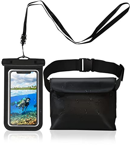 2 in 1 Kit wasserdichte Taschen, wasserdichte Hüfttasche mit wasserdichter Handytasche, wasserdichte Taschen geeignet für Camping-Kajak- Angeln-Driften und Schwimmen