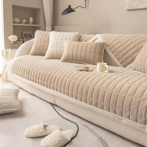 WYJHNLBEDC Sofa/Couch überzug, Sofabezug L Form/U Form/Ecksofa 3/2/1 Sitzer, Sofa überwurfdecke, r Super Weicher Samt Sofaschoner Decken rutschfest, Sofaschutz Decke Hund Kratzschutz Katze, 70x120cm