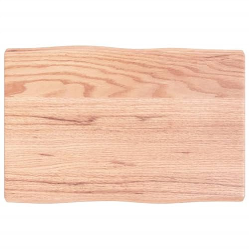 vidaXL Tischplatte, Holzplatte für Tisch Esstisch Couchtisch, Massivholzplatte Handgefertigt mit Baumkante, Ersatztischplatte, Hellbraun 60x40x(2-4) cm Massivholz Behandelt