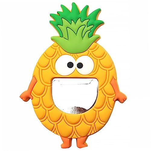 BESTonZON Creative Pineapple Bottle Opener Fridge Magnet Refrigerator Sticker Magnetic Opener for Office Home Party Decoration Yellow