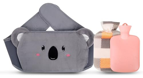 Grey Hot Water Bottle with Waist Cover - 120cm Wrap Around Warm Bottle for Neck, Back, Shoulder, Hand, Legs, Waist Pain Relief