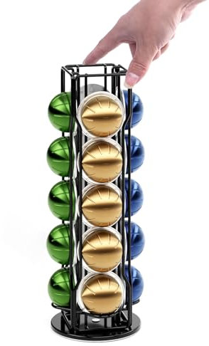 SEVENLINE Vertuo Support de 20 dosettes de café compatible avec Nespresso Vertuoline Support de rangement pour carrousel Vertuo Line rotatif à 360 degrés (Noir)