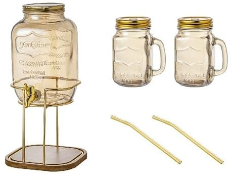 Botella de bebida Vidrio Agua fría Hervidor Cubo Luz Tetera fría Gran capacidad Dispensador de bebidas para el hogar con grifo Fiesta Picnic Jarra de jugo Jarra de agua