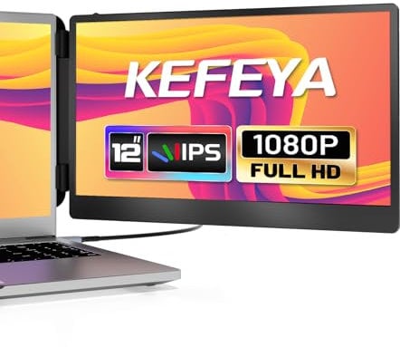 KEFEYA Monitor Portatile per Laptop Full HD 1080p IPS Monitor Portatile Schermo, HDMI/USB-A/Type-C Plug and Play Estensione Schermo per Laptop Compatible Windows, Chrome, Mac Per 13-16.5