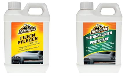 ARMOR ALL Kunststoff-Tiefenpfleger glänzend 2.000 ml & Kunststoff-Tiefenpfleger seidenmatt 2000 ml für Vinyl, Gummi, behandeltes Leder, versiegeltes Holz u.v.m.