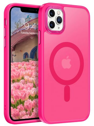 GaoBao für iPhone 11 Pro Max Hülle, Handyhülle iPhone 11 Pro Max [Kompatibel mit MagSafe] Durchscheinende Matte Magnetische Stoßfeste Anti-Fingerabdruck Hülle für iPhone 11 Pro Max 6.5 Case, Rose Rot