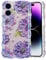 EYZUTAK Case for iPhone 16, Colorful Retro Oil Painting Printed Flower Laser Glossy Pattern Cute Curly Wave Edge Exquisite Phone Cover Stylish Durable TPU Protective Case for Girl Women-Purple