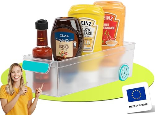 uandu Kühlschrank Organizer - Stapelbar, Küchen Aufbewahrung & Organisation, Soft Touch Griff, Nicht schlafendes Rad