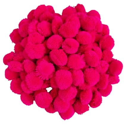 EliteKoopers Lot de 100 pompons de Noël en laine de 25 mm pour Noël, loisirs créatifs, loisirs et décoration (rose vif)