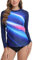 SURFEASY Womens Rash Vest Long Sleeve Ladies Sun Protection Swim Shirt Rash Guard Tops Swimsuit (Blue Universe,M)