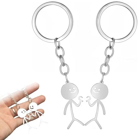 2 Stück SchlüSselanhäNger Partner,Beste Freundin,Paar Freundschaft Liebe, Herz Finger Geschenk Keychain Freundschafts Lustiges Edelstahl Fernfreundschaft Schmuck für MäNner Frauen,Paare,Geschenke
