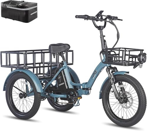 Fafrees F20 Mate 2025 Elektro-Dreirad | Klappbar, 48V 21Ah Akku, 65Nm Motor | 20×3.0 Allwetterreifen, 150kg Lastenfähigkeit, Senioren-E-Bike (Mit Frontrahmen + Heckgroßrahmen - blau)