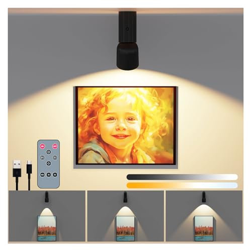 Deyagoo LED Wandleuchte Innen, Zoombare Deckenstrahler Kabellose, Aufladbare 6000mAh Akku Bilderleuchte, 2 Farbmodi, Dimmbar, Strahler mit Touch & Fernbedienung, Deckenspot für Schlafzimmer Wohnzimmer