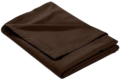 Bettwaesche-mit-Stil Mako-Satin Baumwollsatin Bettlaken ohne Gummizug Uni einfarbig (Bettlaken 160x260 cm, Dunkelbraun)