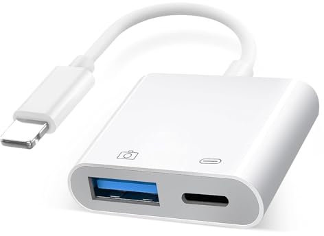 Adaptateur Lightning vers USB, adaptateur USB OTG pour appareil photo avec port de charge pour iPhone et iPad, prend en charge le lecteur de carte, le disque U, le clavier, la souris, les hubs, MIDI