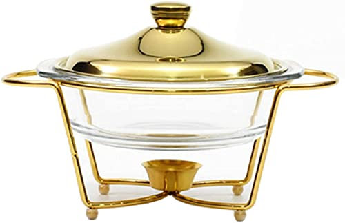 Chafing Dish Teller rund Buffet 2L mit Glasabdeckung - Silber-Finish, ideal für Gastronomie und Veranstaltungen