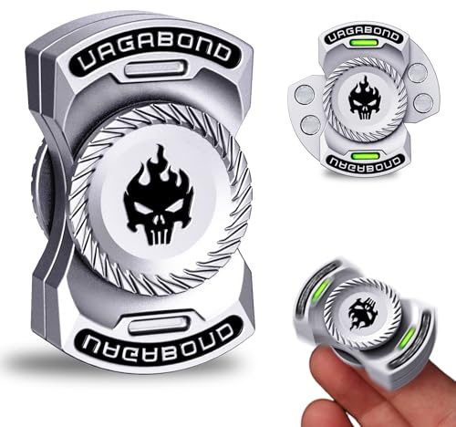 Berotok 3 i 1 Fidget Spinner metall, magnetisk skjutreglage och snurra | Tyst spinner och klicker med ljudfeedback, EDC anti-stressleksak för kontor, skrivbord och vuxna, silver
