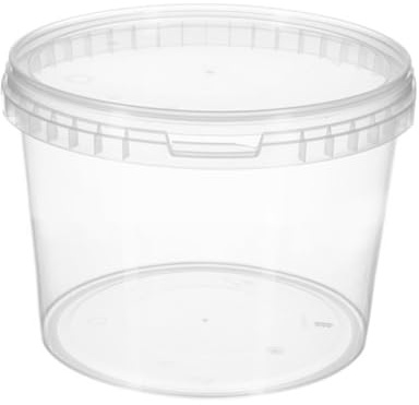 B2C Clear Plastic Storage Containers with Lids – Stackable, Durable & Reusable Tubs with Handles – Multi-Purpose Food, Pantry, Pet Feed & Household Organizer (1, Transparent, 0.5L)