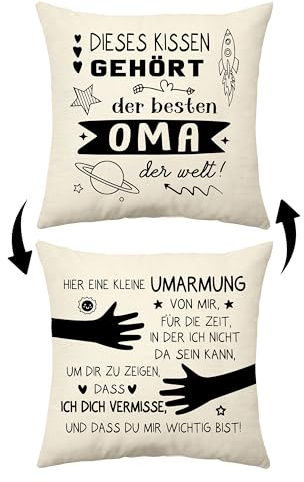Dieses Kissen Gehört der Besten Oma der Welt Lustige Kissenbezüge für Großmutter Muttertagsgeschenk Weihnachts Geburtstagsgeschenk von Enkelkinder Dekokissen Zierkissenbezug Sofakissen (Oma)