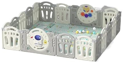 Veitoalioy Laufstall Baby, Laufstall Baby Faltbar für Drinnen Draußen, Großer Laufgitter, Kinderaktivitätszentrum Spielhof Spielplatzpark für Kinder mit Antikollisionsschaum (Y 16+2)