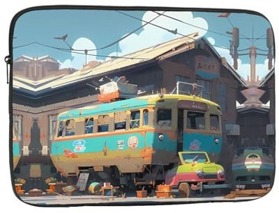 WZYWHJ Dilapidated Old Car Printing Shockproof Portable Laptop Sleeve Case 25.4 cm for Men and Women Business Travel School Office Daily Use