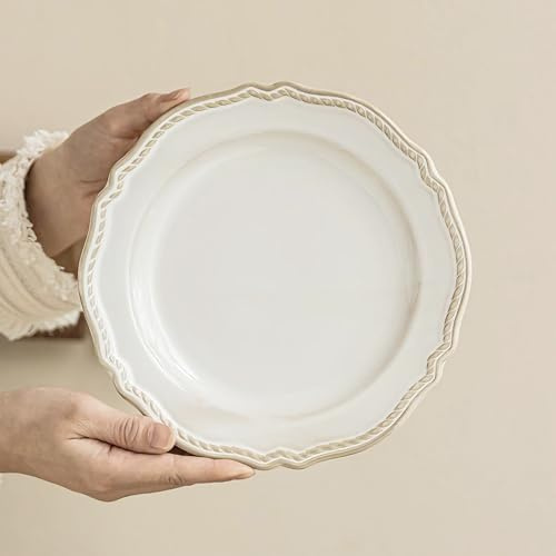 BSDLZCH 4 Pcs 20cm Ceramic Side Plates, 8 Inch Dessert Plate Set | Ornate Vintage Style for Salad, Cake & Tapas. Microwave, Oven & Dishwasher Safe Elegant Tableware