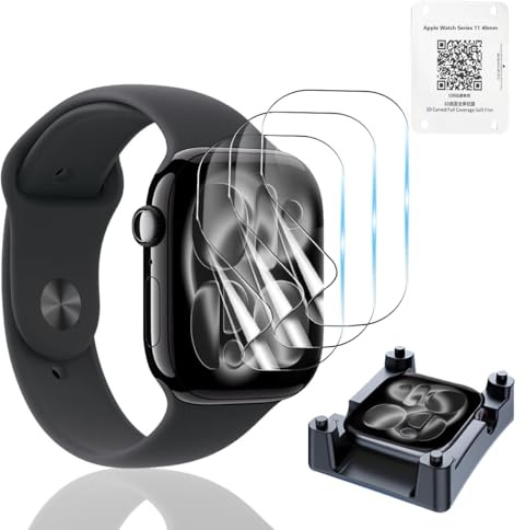 Bekiikoo 3 Pièces Protection Écran pour Apple Watch Series 11 46mm/Series 10 46mm, [pas en Verre Trempé], Sans Bulles, Haute Définition, Transparent Doux TPU Film Protecteur Protection D'écran