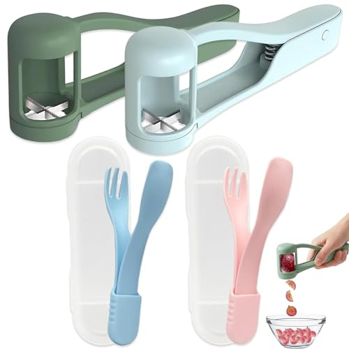 Set di 2 tagliauva, in acciaio inox, con cucchiaio e forchetta, per tagliare frutta e verdura, utensili da cucina automatici