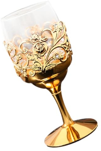 DOITOOL Europäischer Glas Rotweinkelch, Wiederverwendbar, Gold, 1 Stück | Hausgebrauch und Verschiedene Anlässe, Leicht zu Reinigen, Elegante Form, Hebt Aroma und Geschmack