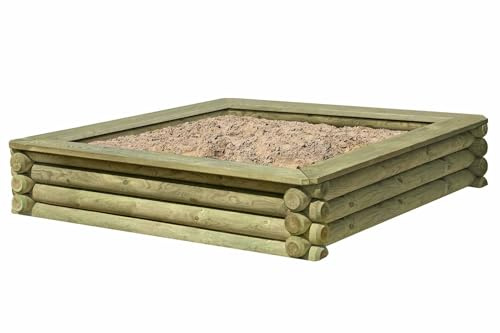Sandkasten Paulo aus Palisaden – grün | 180 × 180 × 37 cm