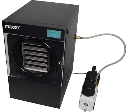 MAXXO Lyo Pro Compact Gefriertrockner – Lyophilisator für Lebensmittel, vollautomatisch, Edelstahlkammer, 5 Tabletts, –50 °C, Vakuum Gefriertrocknungsmaschine für Obst, Gemüse, Fleisch & Kräuter