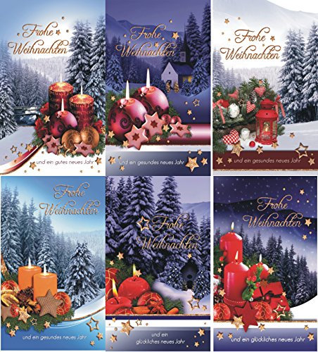 Weihnachtskarten 100 Stück mit Weihnachtsmotiven Glückwunschkarten Weihnachten 22-6650