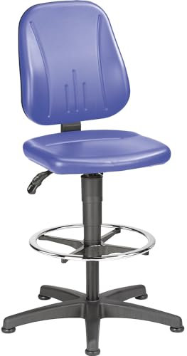 bimos | Arbeitsdrehstuhl | mit Gasfeder-Höhenverstellung | Kunstlederbezug | blau | mit Bodengleitern und Fußring