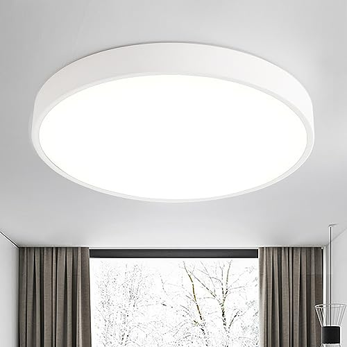 Natsen Deckenlampe 36W LED Deckenleuchte Rund Flach Küchenlampe Wohnzimmerlampe Flurlampe,Warmweiß 3000K, 2880Lumen, Ultraslim Leuchte für Schlafzimmer Wohnzimmer Büro Diele Flur, Weiß (40 x 40 x 4cm)