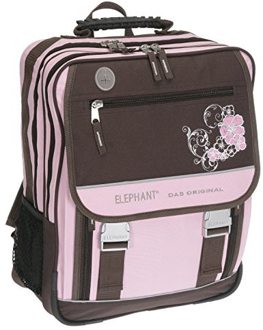 Elephant Schulrucksack Heart Flower Schulranzen /// Flower Pink/Braun