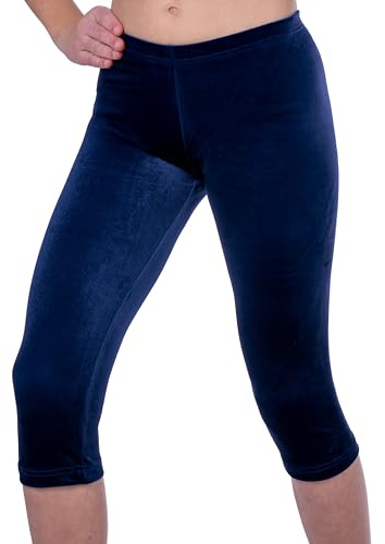 ff FISCHER Turnhose Mädchen Yogahose Caprihose Samt glatt Gymnastik Turn Sport Capri Hose in glattem Samt Fitnesshose 7712